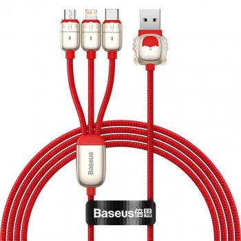 Kabel Baseus Year of the Tiger 3w1 USB-A do USB-C / Lightning / MicroUSB 3.5A 1,2m, czerwony